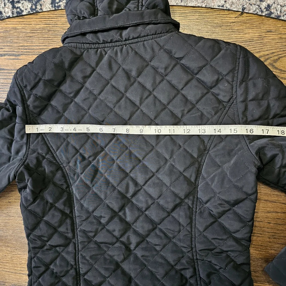 Calvin Klein Quilted Diamond Pattern Faux Fur Black Jacket Size Women's Small - Picture 10 of 14